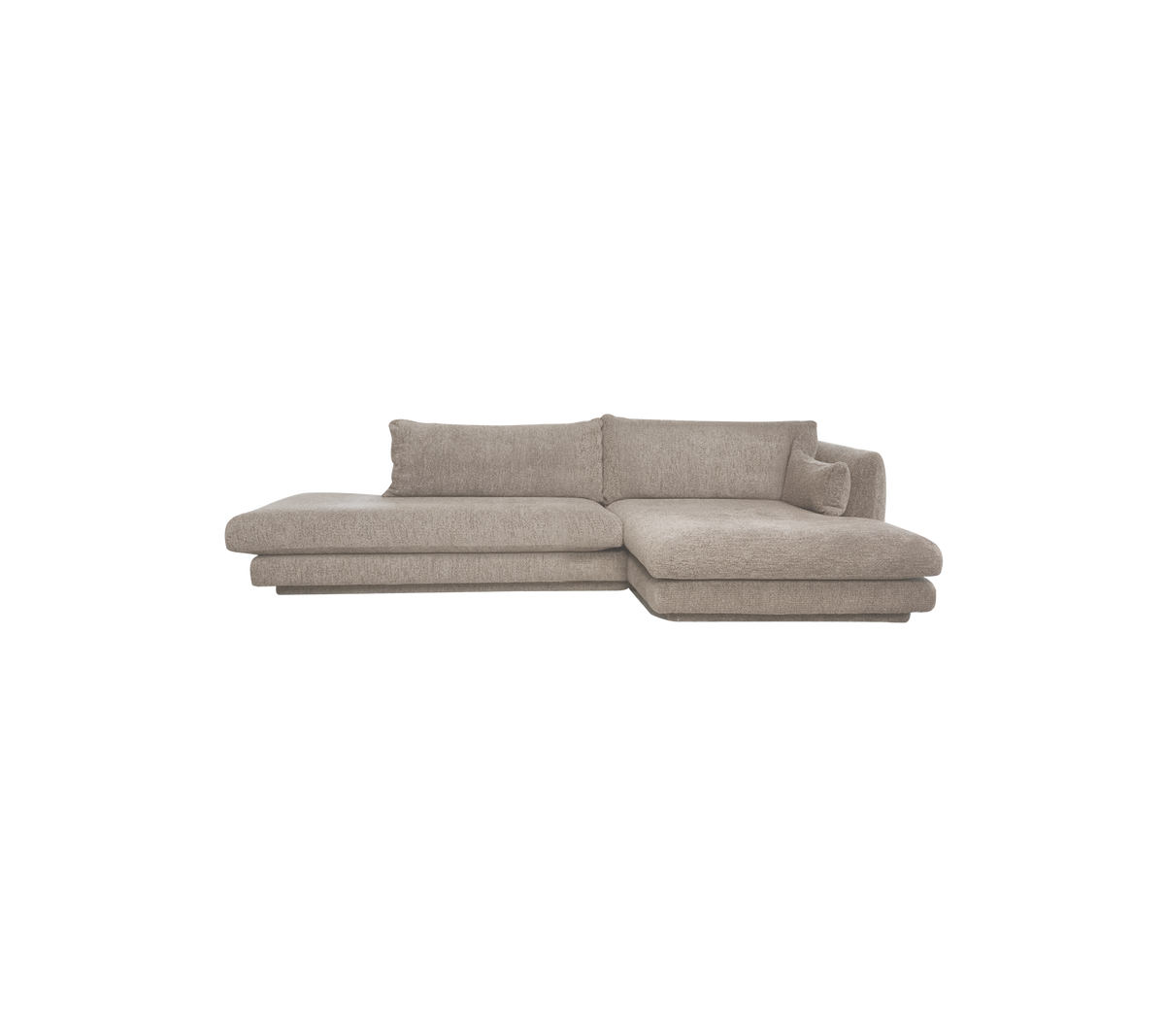 Lys brun moderne sofa med et sektionelt design og bløde puder.