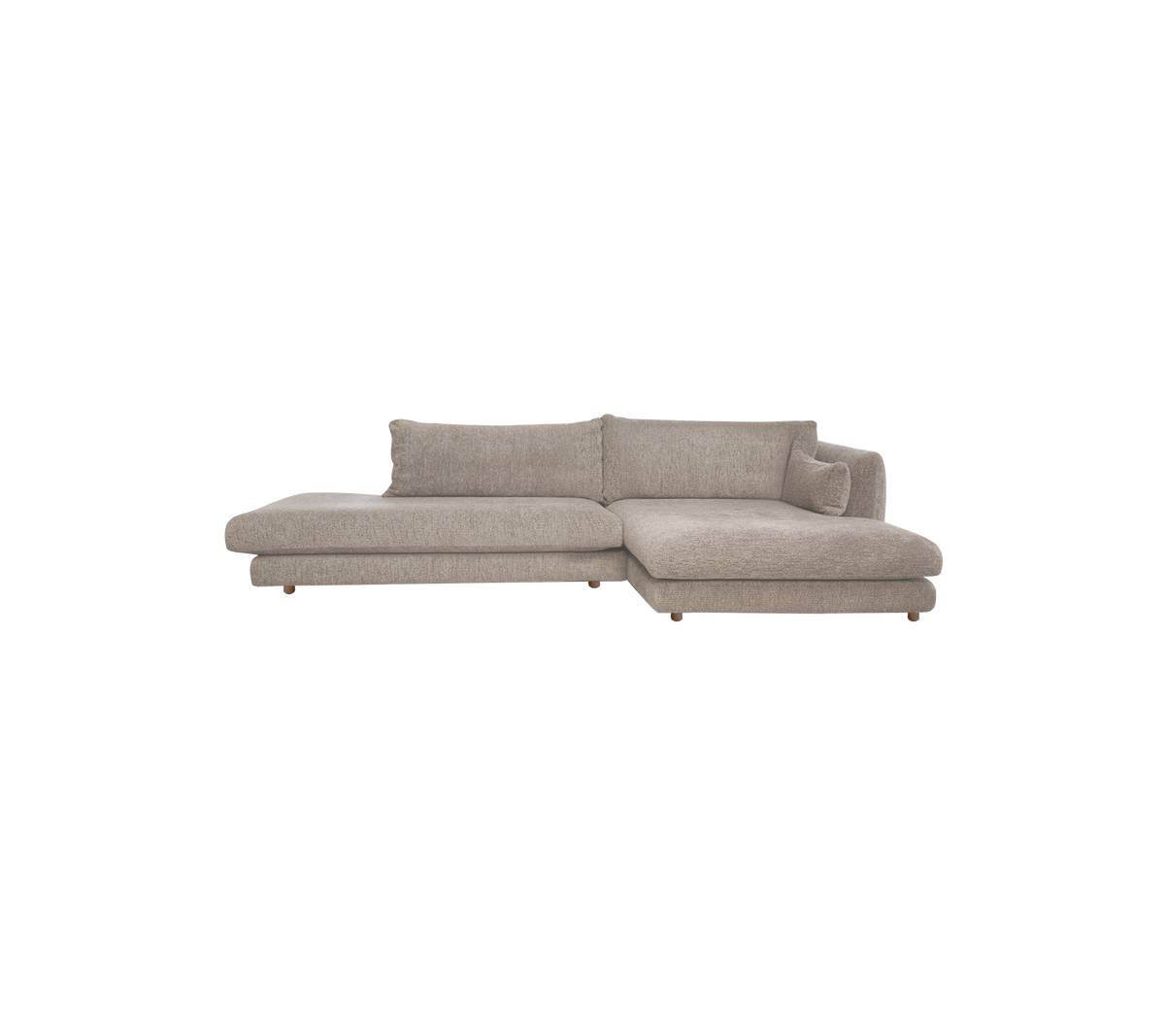 Lysbrun sektionel sofa med et moderne design.