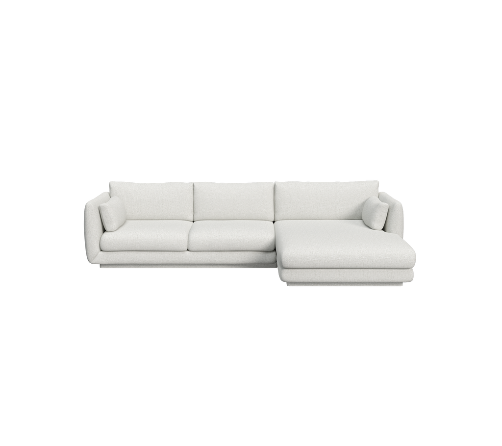 Lysegrå moderne sofa med et minimalistisk design.