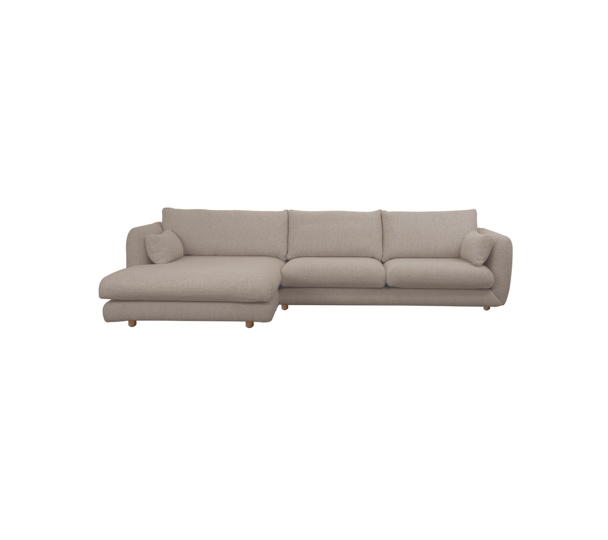 Lysbrun moderne sektionelt sofa med fyldige puder.