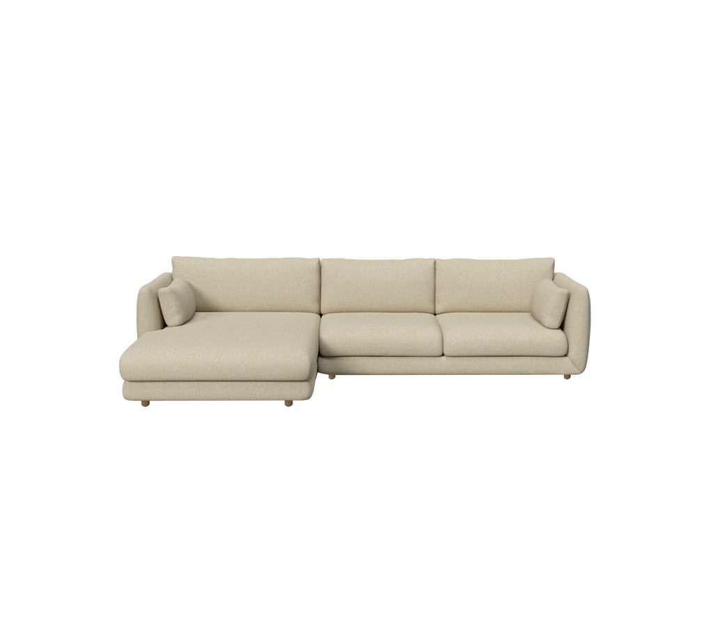 Lysbrun moderne sofa med chaiselong design.