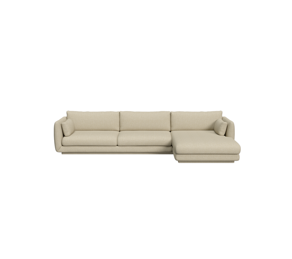 Lysbrun moderne sofa med et sektionelt design.