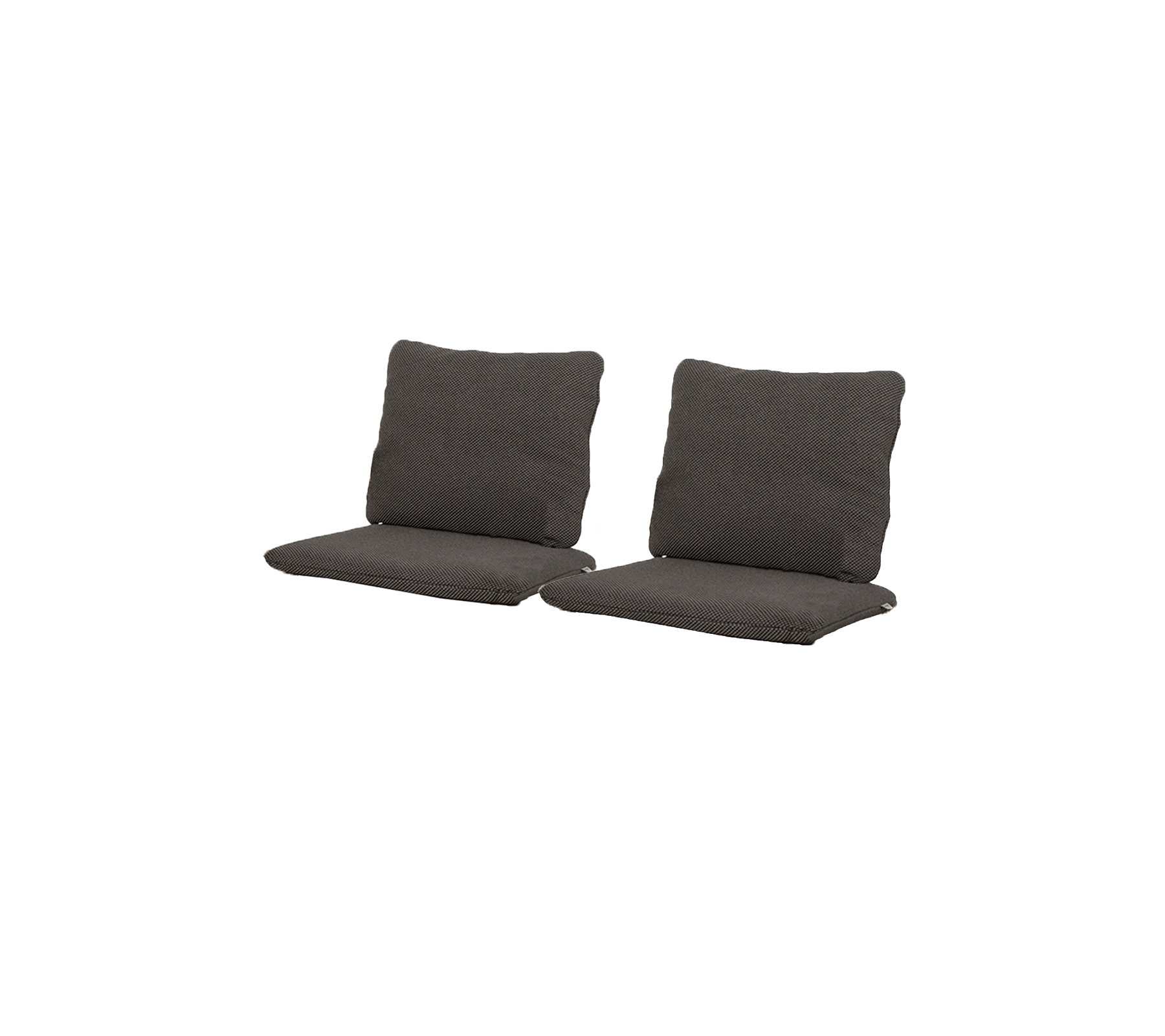 To mørkegrå puder designet til sæde, med bløde rygge og siddepladser for komfort. Ideelle til at øge afslapning.