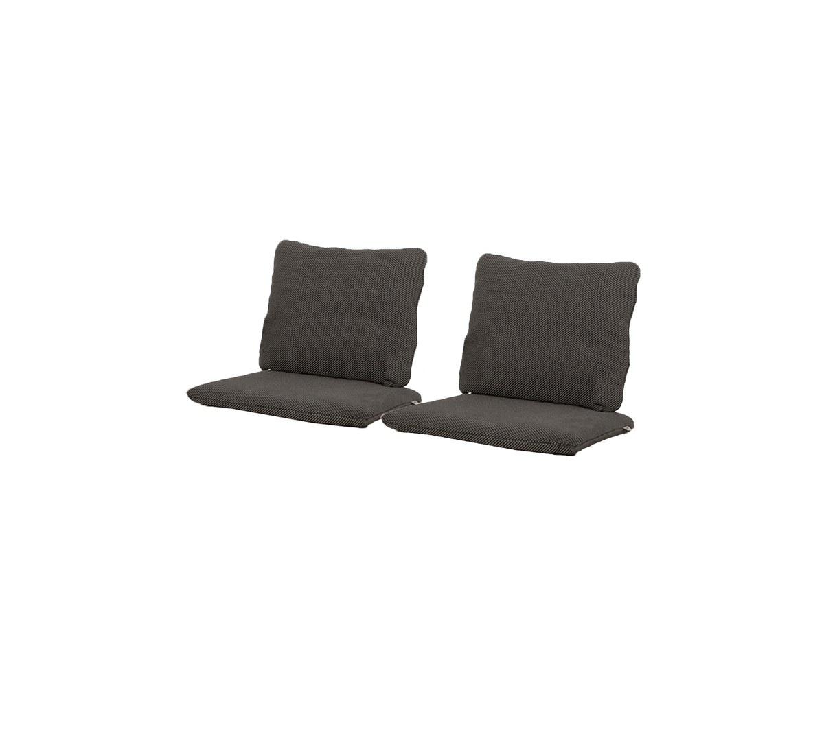 To mørkegrå puder designet til sæde, med bløde rygge og siddepladser for komfort. Ideelle til at øge afslapning.